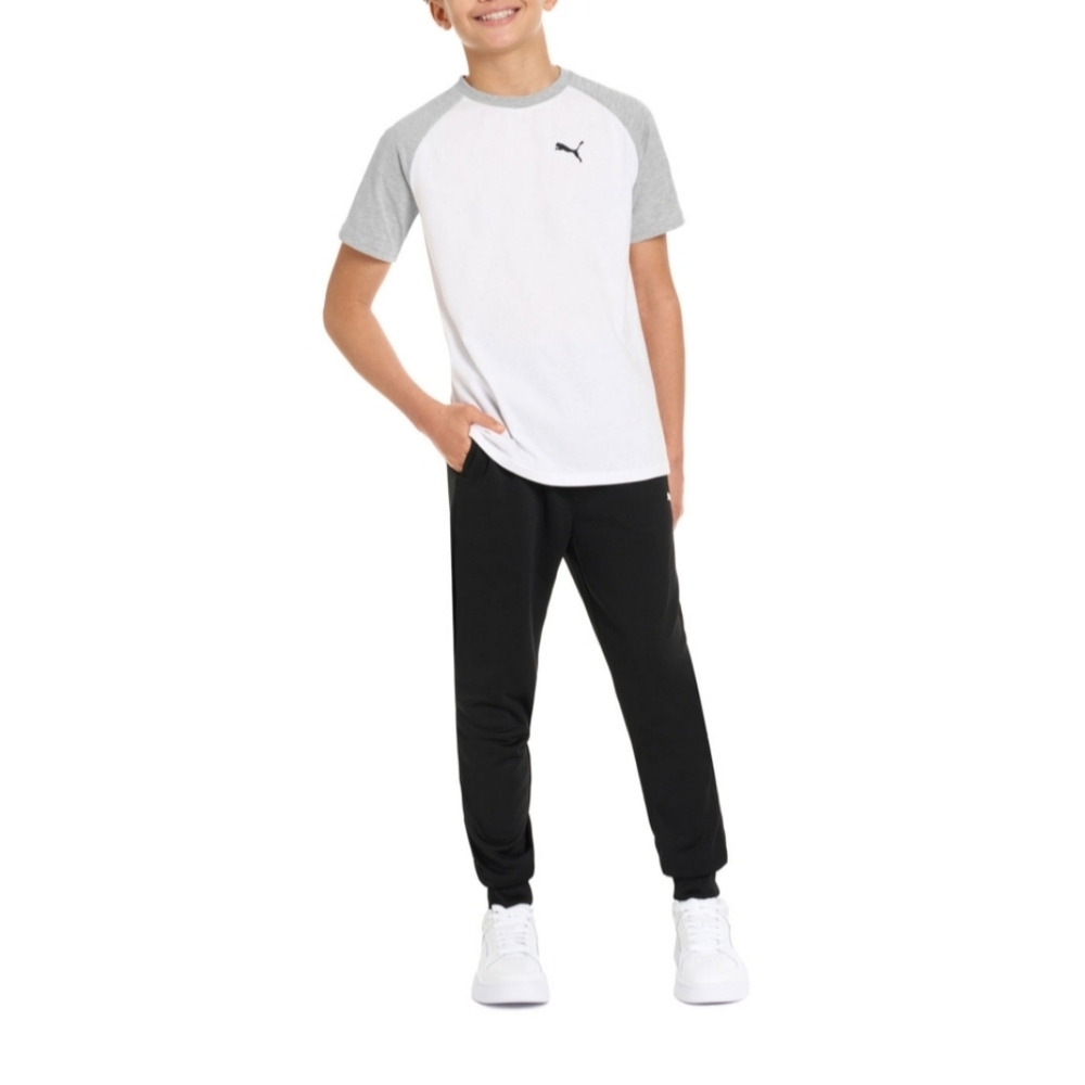 Puma Kids White and Gray T-Shirt with Black Pants